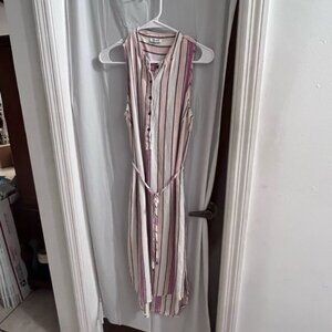 SPLENDID linen cotton blend striped shirt dress size xs